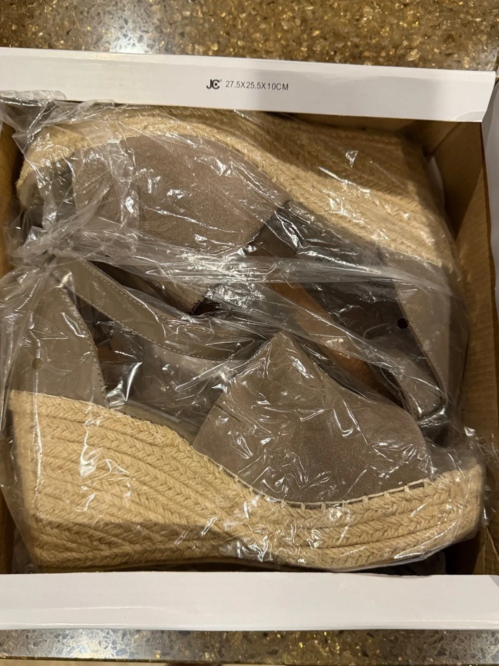 Steve Madden Jaylen Taupe Suede Espadrille Wedge Sandal with Ankle Strap 8.5
